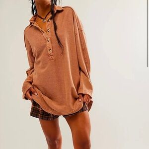 FREE PEOPLE WILLOW POLO LONG SLEEVE KNIT